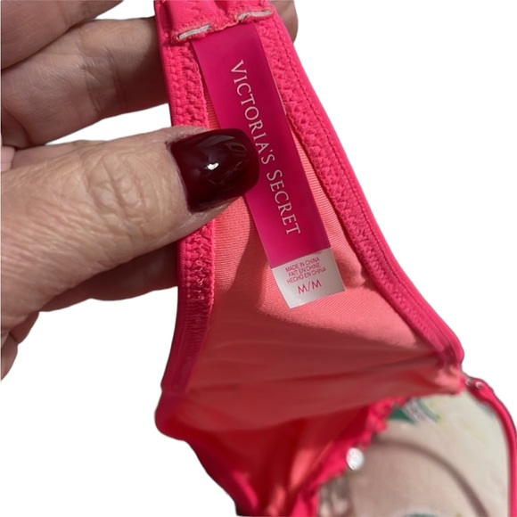 Victoria’s Secret hot pink bikini top with sequins. Size M - Picture 6 of 7